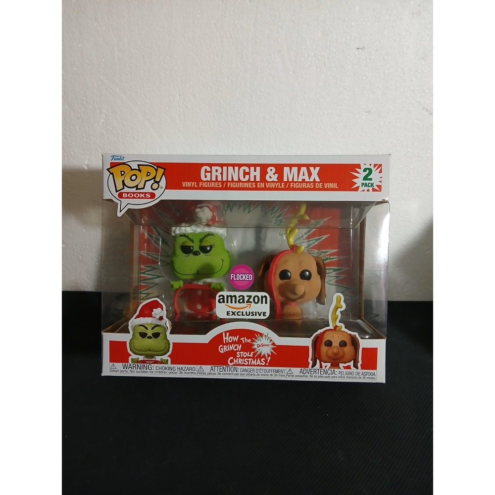 Funko Pop Grinch & Max 2‑Pack Flocked Exclusive - Box Wear